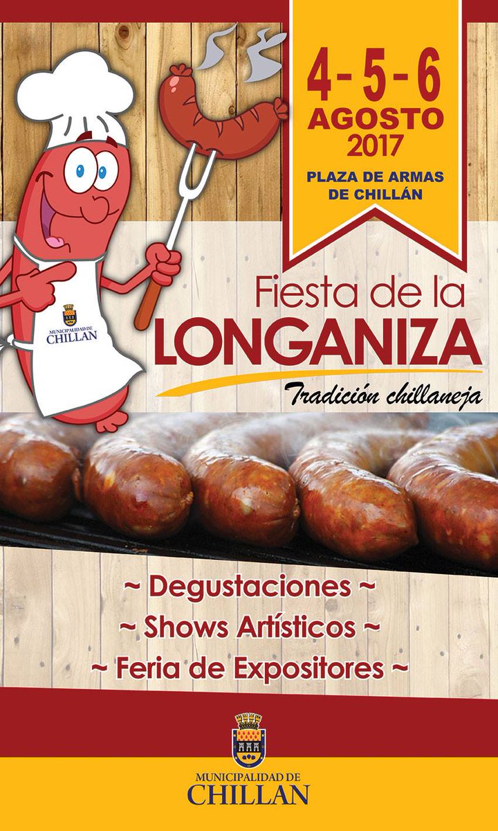 buscachillan's tweet photo. Este fin de semana no te pierdas la Fiesta de la Longaniza en #chillan.
https://t.co/DA8EE1YDhc https://t.co/LqLuWjjIHp