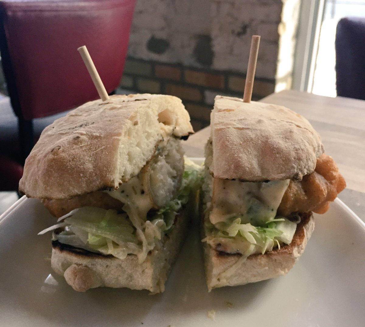 TheBauerKitchen's tweet photo. #dailysandwich is beer battered cod on Pain Rustique, with tartar sauce and ice burg lettuce #tbk #kwawesome #eatlocal #homemade https://t.co/qqfQqUlPr9