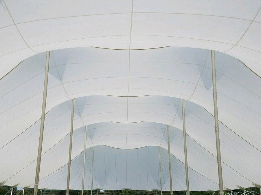 Another Anchor first! A one-piece 59Wx119’ twin pole top designed for Skyline Tent Co.  #anchortents #weddingtents #sailcloth