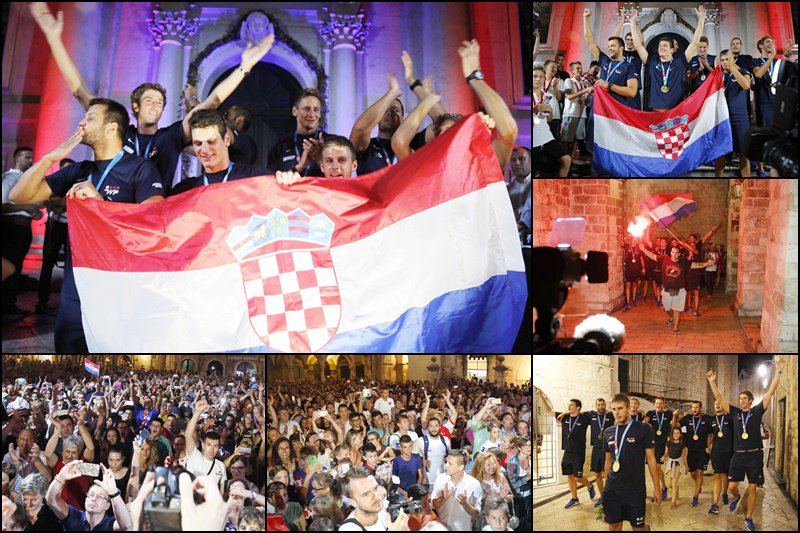 The Croatian men's water polo team welcomed home after winning 2017 World Championship #Dubrovnik