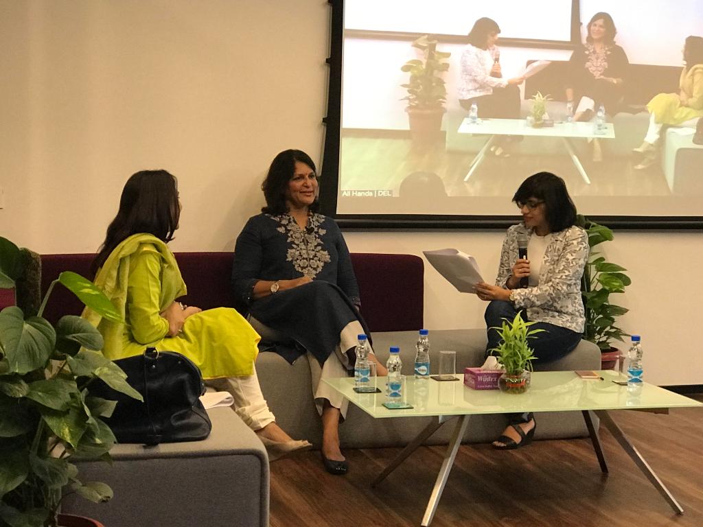 Uber_India's tweet photo. "Be curious. Be open. Think differently" - @shobanakamineni in candid conversation at the Leadership Speaker Series at @Uber_India https://t.co/o27wUx6Tye