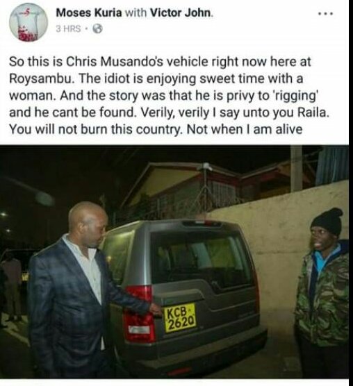 KitKatSyrupKE's tweet photo. Loud mouthed Moses Kuria must explain the #MusandoMissing and death. His family & friends can't comprehend this type of slander. #RIPMusando https://t.co/wgTzCeJUm0