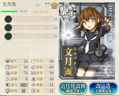 艦これ 文月改二に改造した 涙目筑前速報