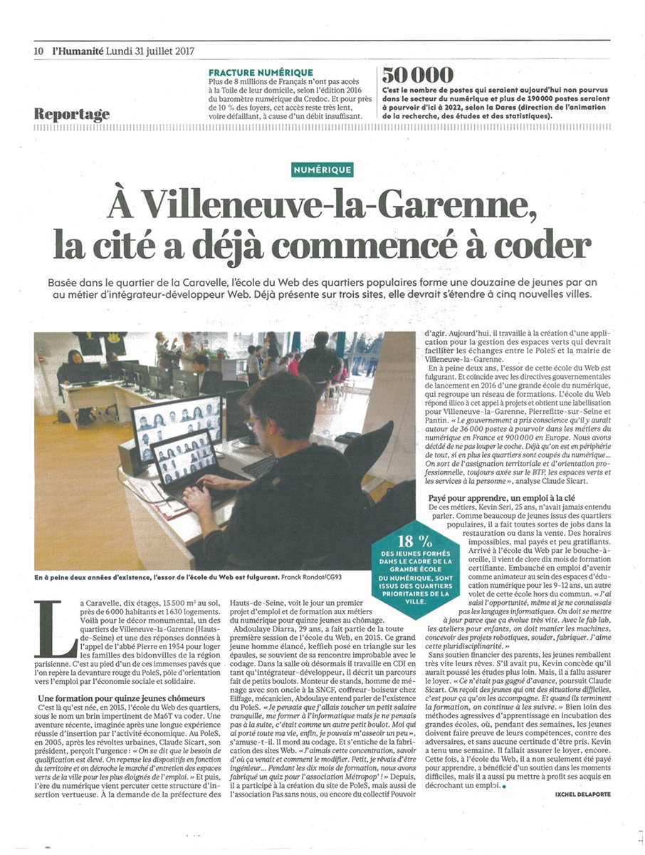 #Bravo <a href="/lepolesidf/">PoleS - La Fabrique des quartiers populaires</a> pour son travail de terrain au cœur des #quartierspop. Le #numérique au service de l'#inclusion sociale #ESS #SocEnt #GEN