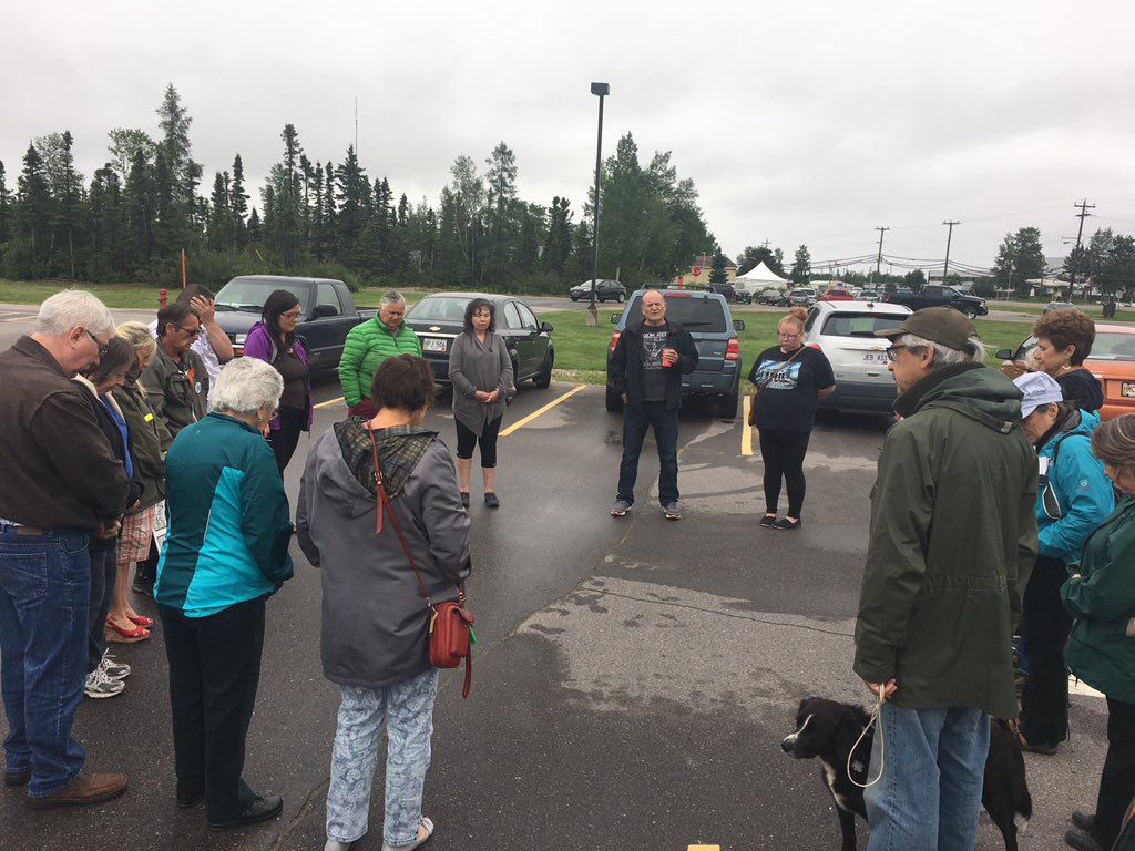 protectlabrador's tweet photo. Land protectors starting with a prayer for Jim, Kirk, and Marjorie #FreeTheLabrador3 https://t.co/Vndhvp4vRR