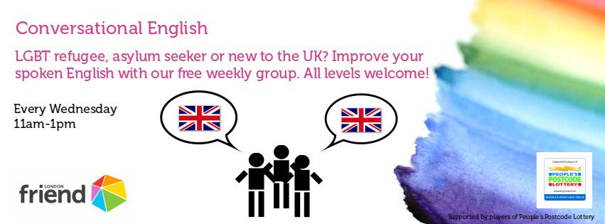 #LGBT refugee, asylum seeker, or new to the UK? We have conversational English groups every Wednesday 11 - 1 londonfriend.org.uk/get-support/re…