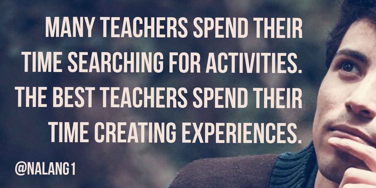 Many teachers spend their time searching for activities. The best teachers spend their time creating experiences. #education #divergED