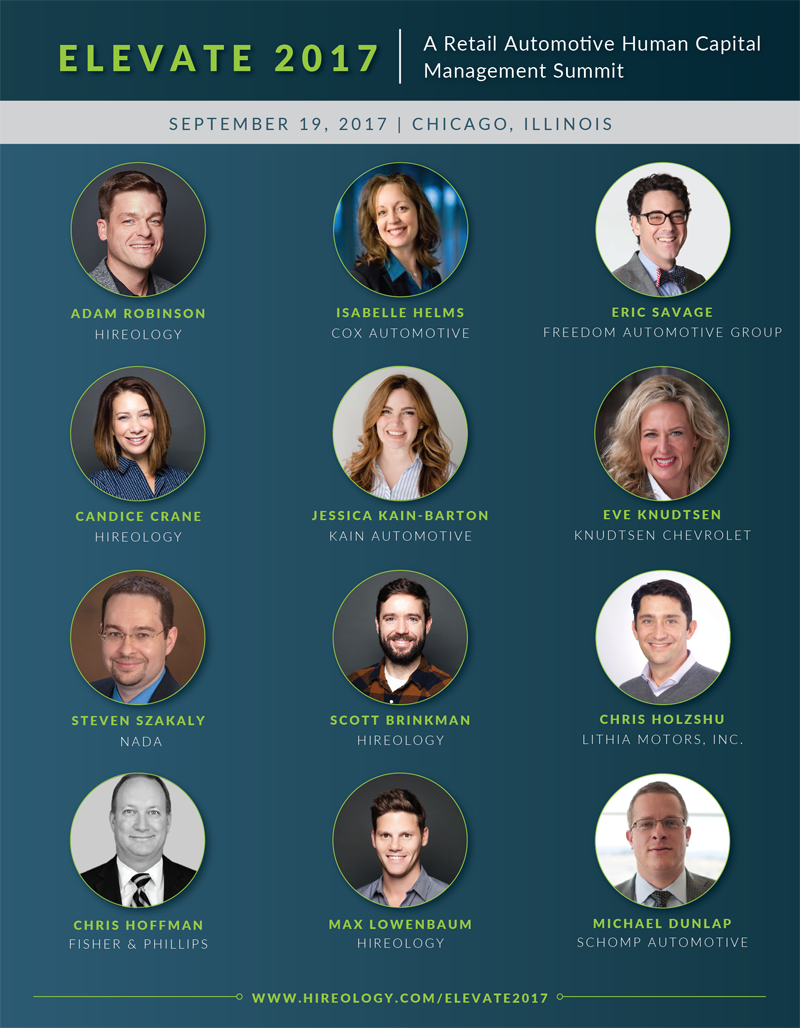 Hireology's tweet photo. #Elevate2017 features a fantastic lineup of speakers. Last day for #earlybird pricing! #AutoConference #Auto https://t.co/x6BzMSBvsJ https://t.co/UEAMfM9Oea