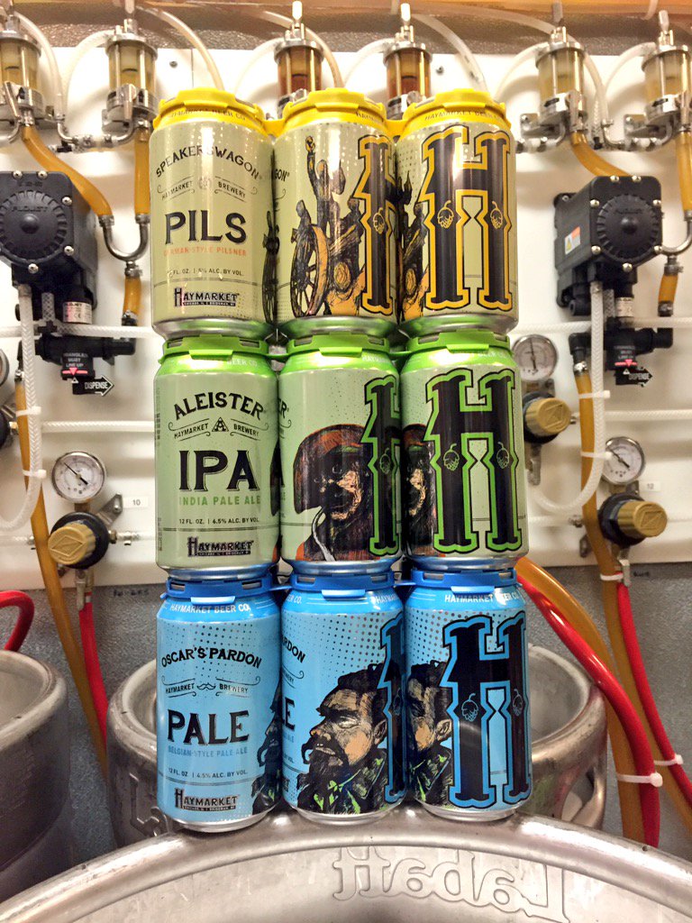 Haymarket cans are lookin nice. Speakerswagon Pils, Aleister IPA, Oscar's Pardon Belgian Pale