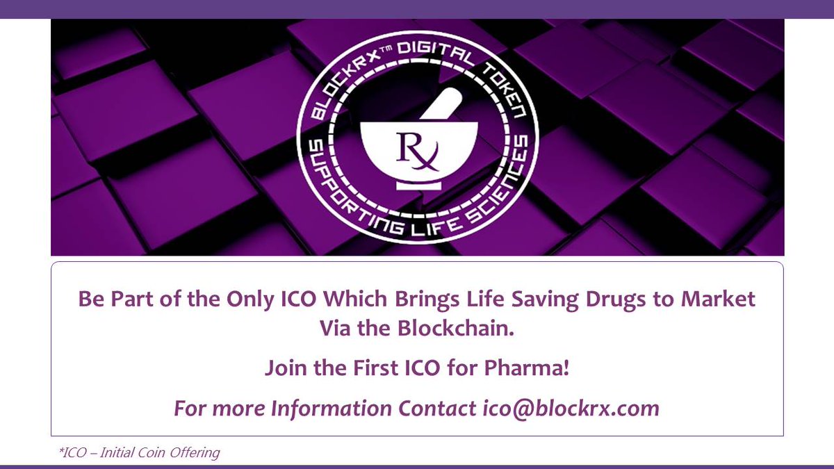 BlockRxProject's tweet photo. BlockRx: The First Pharma ICO! #BlockRx #ICO #Blockchain
https://t.co/mY4P6lMsvR https://t.co/KcnpjDf8cY