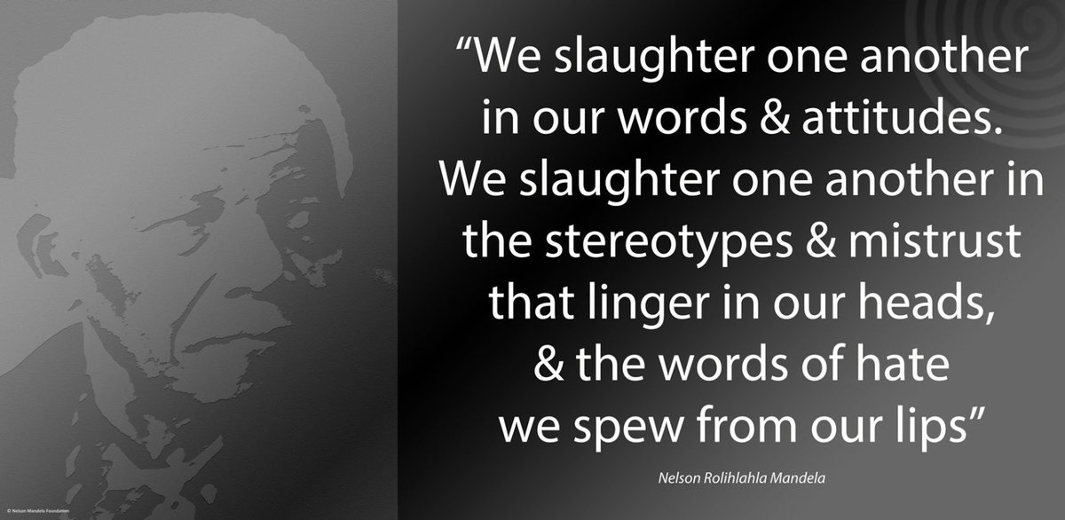 "We slaughter one another in our words &amp; attitudes. We slaughter one another in the stereotypes &amp; mistrust that linger in our heads........"