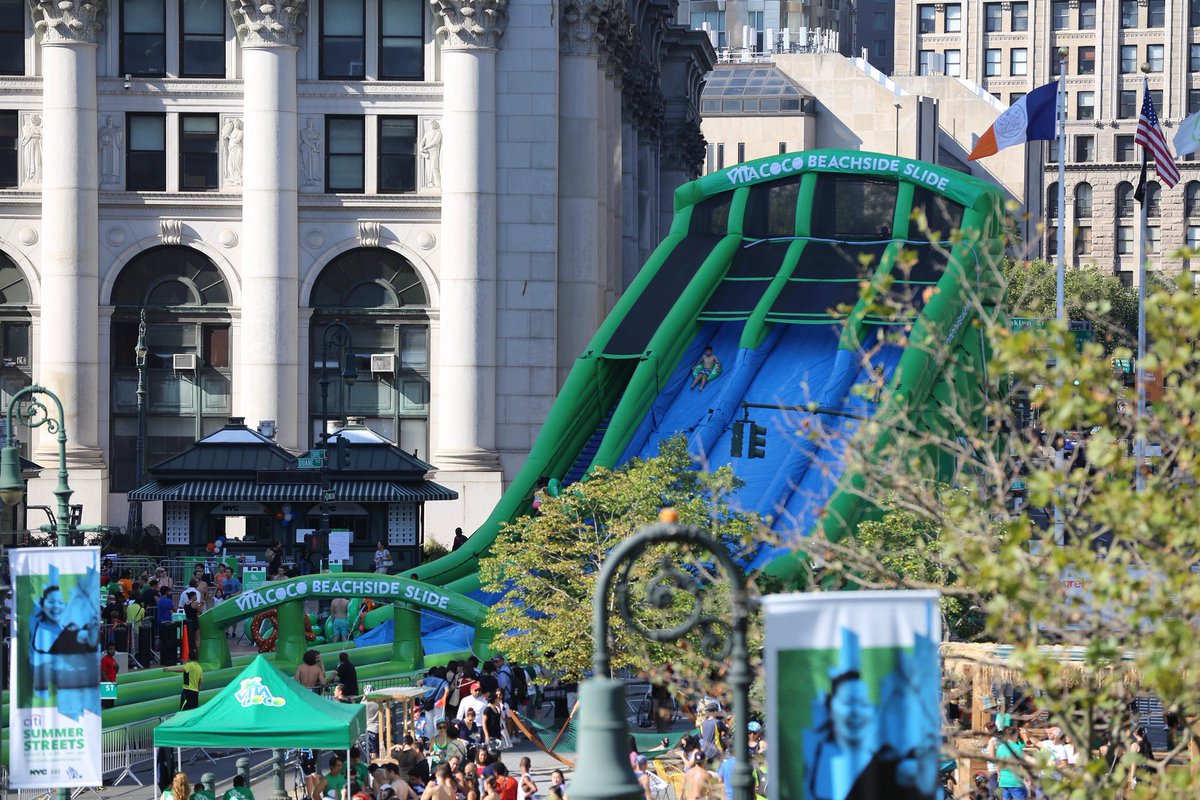 Vita Coco's 270ft Beachside Slide fills up Foley Square during 2016 Citi Summer Streets