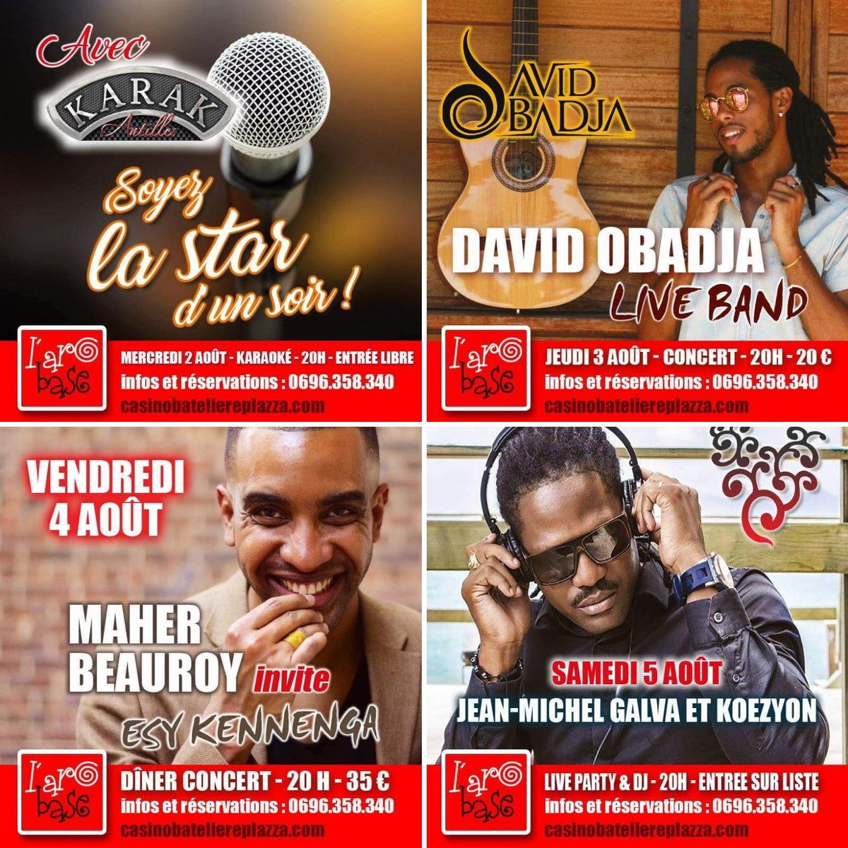 #Martinique #ArObaseEvent #Evenement #TDY
En cette semaine du #TourDesYoles, #LarObase vous a programmé du lourd
Infos / resa : 0696 358340