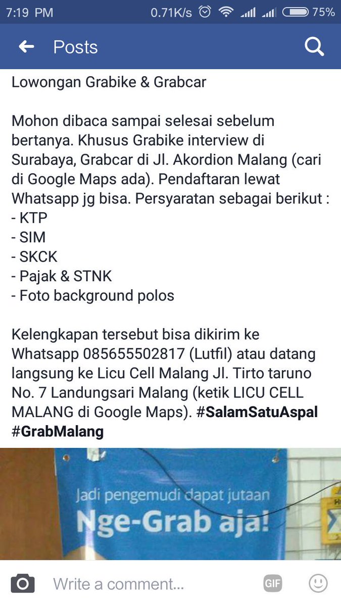 Lutfil Hakim (@lutfilsr) on Twitter photo Lowongan <a href="/GrabID/">Grab Indonesia</a> Grabike & Grabcar, Mohon dibaca sampai selesai sebelum bertanya. #SalamSatuAspal #GrabMalang Lowongan <a href="/GrabID/">Grab Indonesia</a> Grabike & Grabcar, Mohon dibaca sampai selesai sebelum bertanya. #SalamSatuAspal #GrabMalang