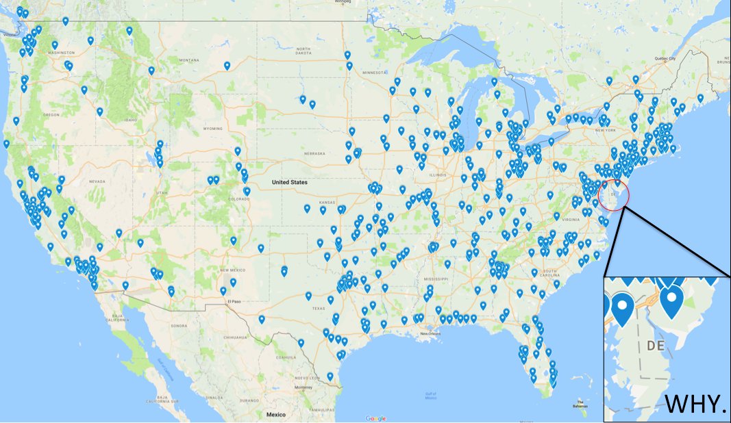 SarahMackAttack's tweet photo. #SkypeAScientist has a scientist from every state, &amp; classroom from...ALMOST every state. 1088 classrooms. 0 from Delaware. SIGH. #SoClose https://t.co/zSOl4m0Aia