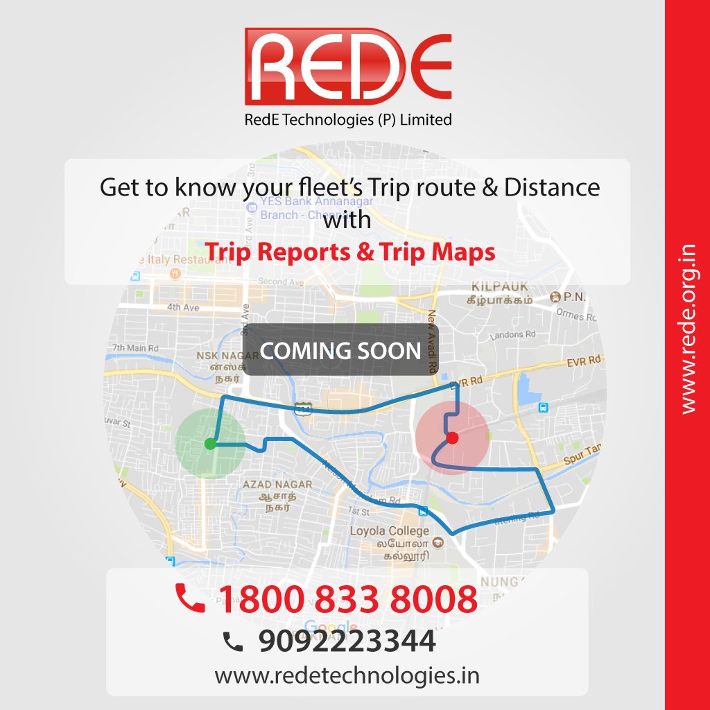 Rede_Tech's tweet photo. Now tracking your drivers' trips are gonna be easy, with Trip reports & Trip Maps!
Coming soon!
#etracly #rede_tech https://t.co/tN8RF2mFpd