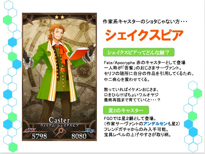 狛江 Edy Apocryphaアニメ見始めたfgoやってる知り合いに 聞かれてもいないのに作り上げたシェイクスピア大好きプレゼンがこちらです 全6ページ中の4ページ 一部台詞 本編バレあります あるぱさんのロビンフッドプレゼンを参考にしている点