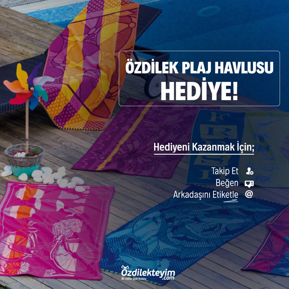 Plaj Havlusu hediyeli yarışmamız başlıyor! Twitter hesabımızı takip ederek, bu görseli retweet eden 1 kişiye, Özdilek Plaj Havlusu hediye!