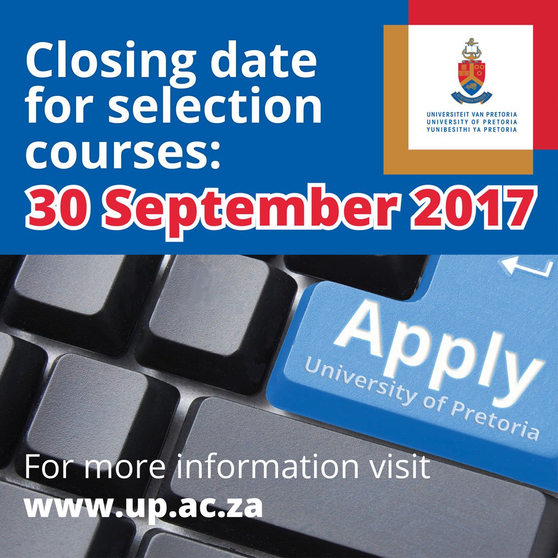Applications for study at the University of Pretoria in 2018 are fully online. Apply here: up.ac.za/online-applica…  #ChooseUP