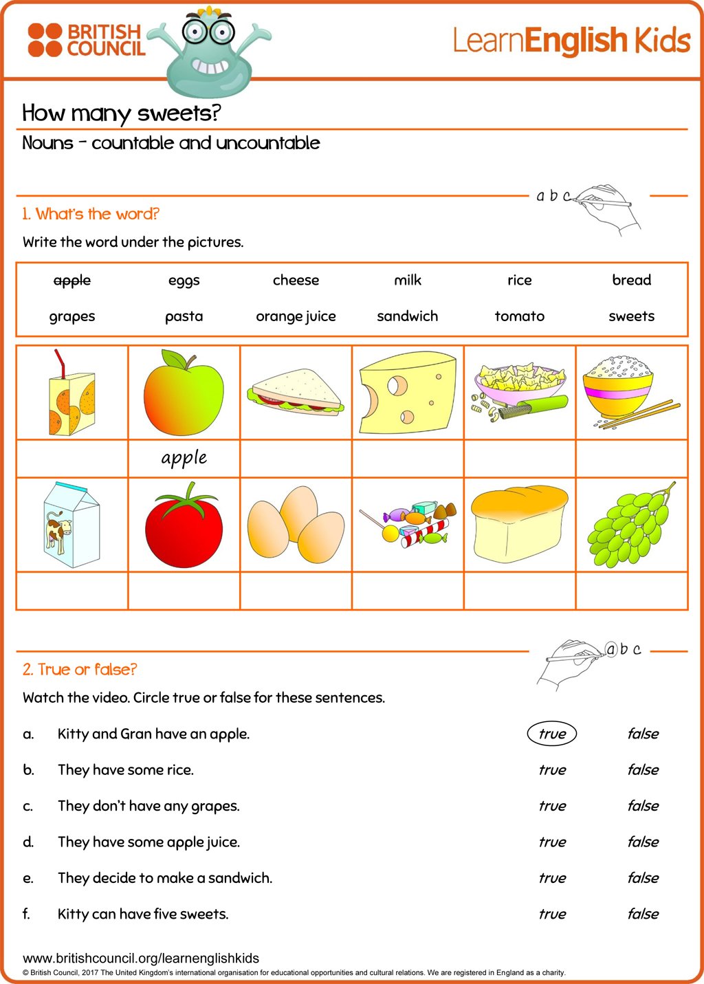 Count And Countable Nouns Worksheets