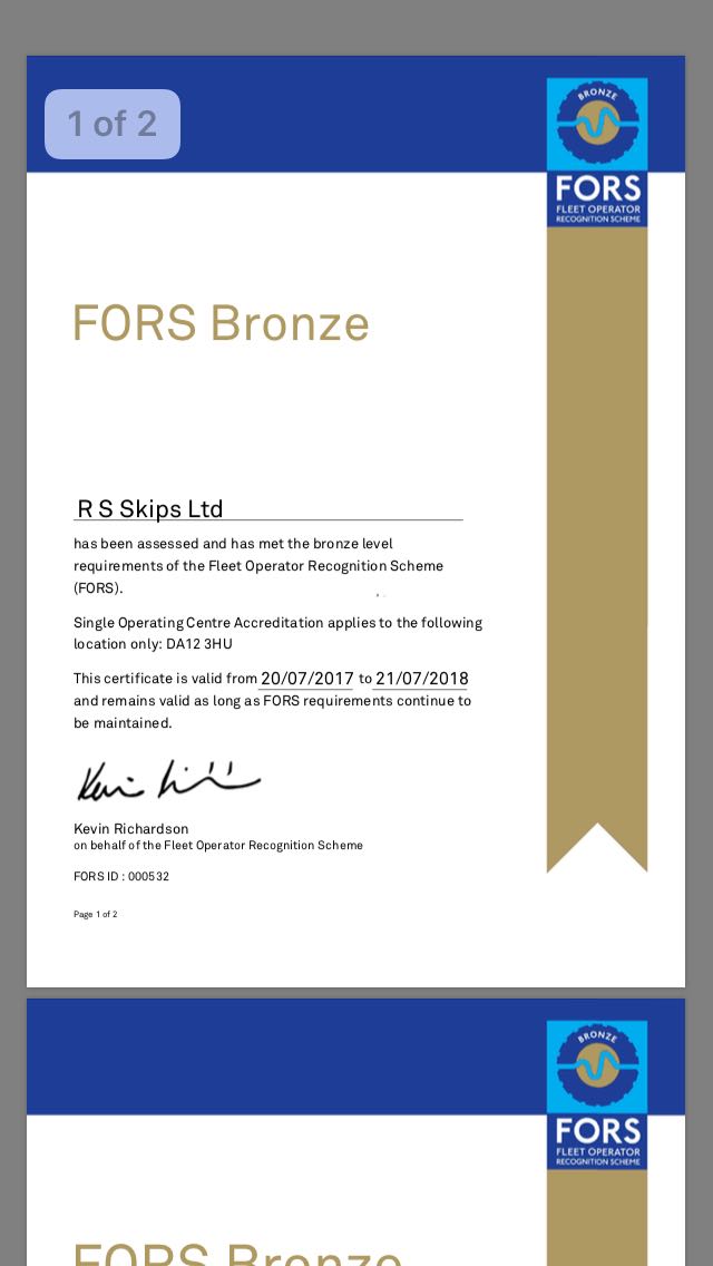 RSSkips's tweet photo. Well done to the team for achieving Bronze #FORS Accreditation #RSSkips showing good operating practice https://t.co/3oAtzhz1UJ