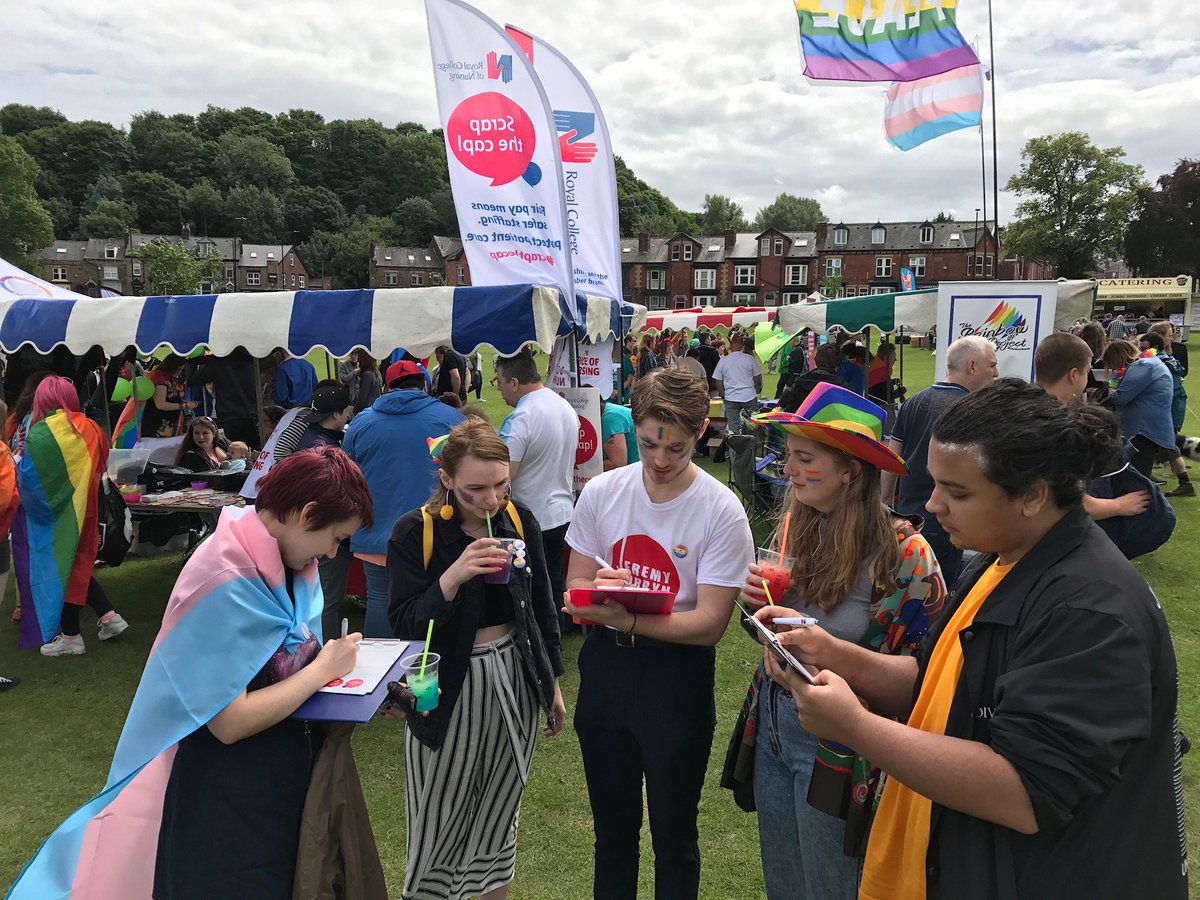 RCNYorksHumber's tweet photo. We took our campaign to the street during @PrideSheffield - big thanks to the 100s of people who signed up to support #scrapthecap! https://t.co/UW4O3gBSMF
