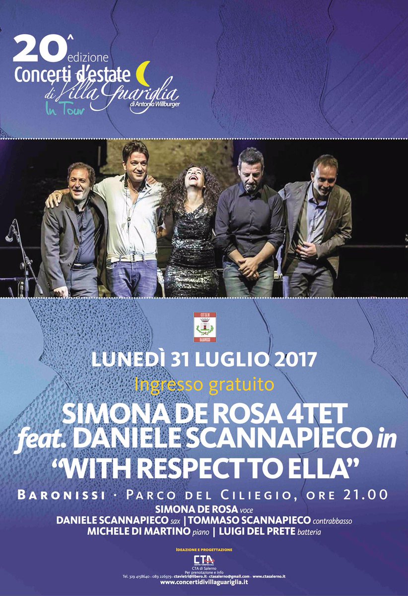 IATBaronissi's tweet photo. Jazz in parco. Simona De Rosa Quartet per #Baronissifest2017 questa sera alle ore 21 nel Parco del Ciliegio. Ingresso gratuito https://t.co/xfJADw4h3g