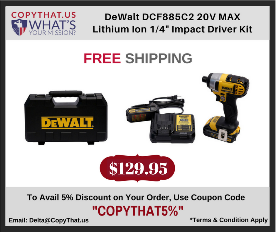 Copy_That_US's tweet photo. #DeWalt DCF885C2 20V MAX Lithium Ion 1/4" Impact #DriverKit #DeWaltDriverKit https://t.co/zlgrLtCGz7 https://t.co/rZqmgTmsBJ