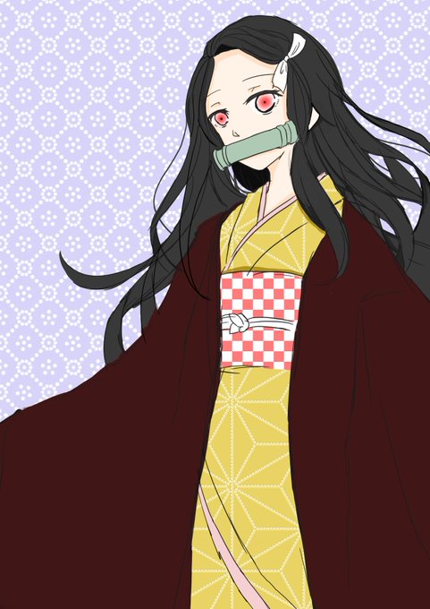 山梨さんがTwitterに投稿した竈門禰豆子(鬼滅の刃)のイラスト。