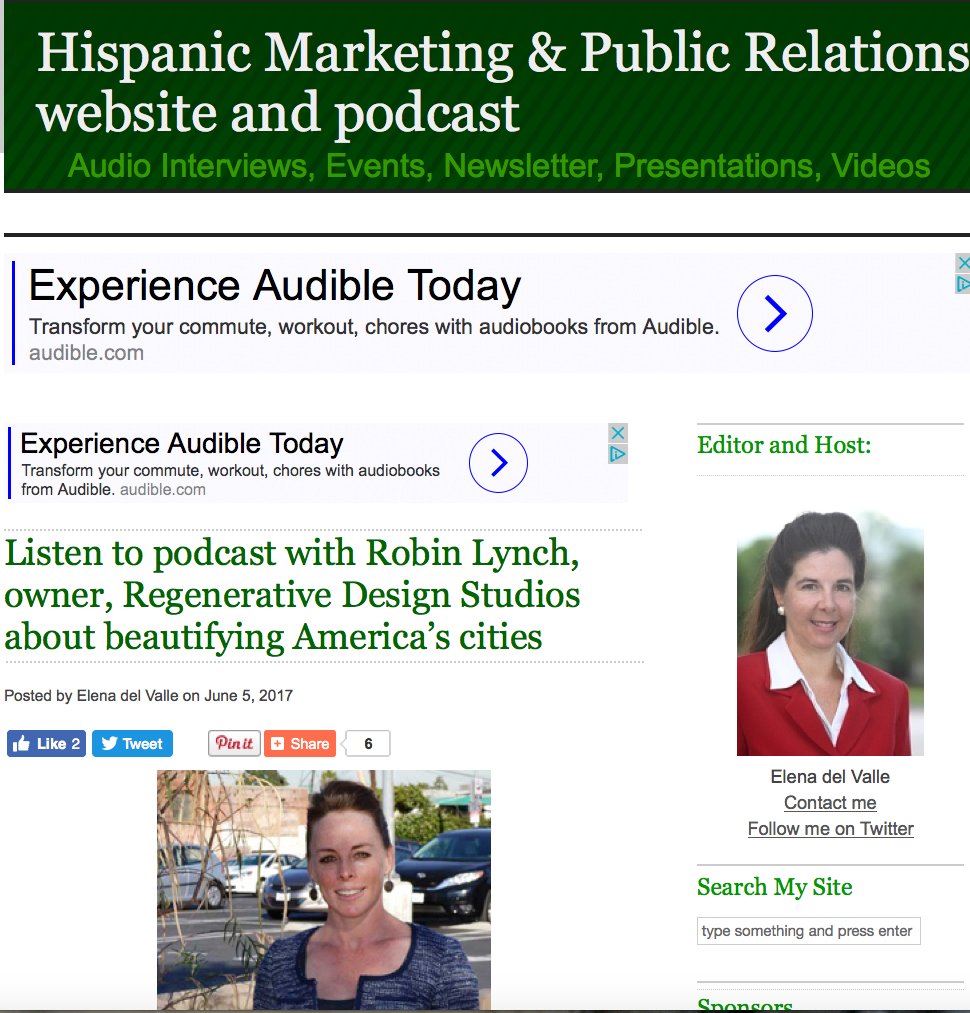hispanicmpr's tweet photo. Robin Lynch, owner, @RDSLA2 in podcast about beautifying America's cities https://t.co/swJoEc4pjG #leafyourmark https://t.co/YTAbXRUMQT