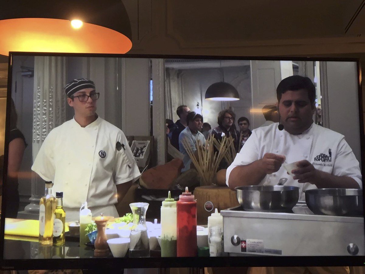WoodsFS's tweet photo. Chef Hitesh Kohil demonstrating Indian cooking techniques today at the @thechefsforum event at the Sheraton Grand. 
#londonchefs
#woodsFS https://t.co/sSd9Rfi6tn