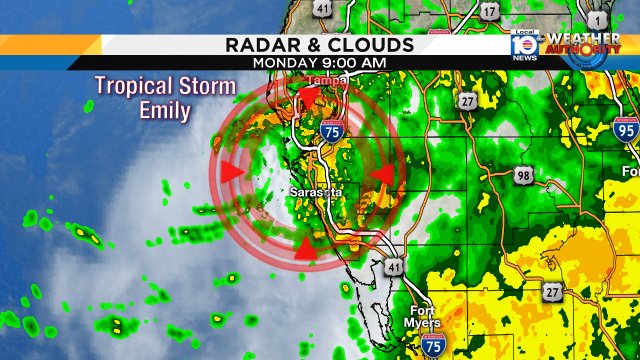 Breaking Weather News Tropical Storm Emily MADE LANDFALL at 10:45AM on Anna Maria Isl, https://t.co/Gha5St3eQS