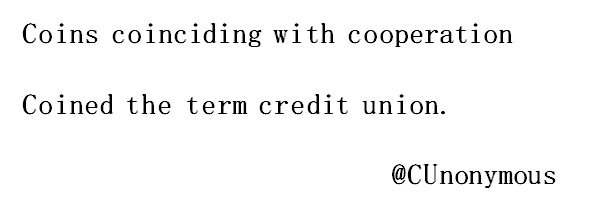 CUnonymous's tweet image. #coiningterms #iBANKwithacreditunion #cooperatives #creditunions