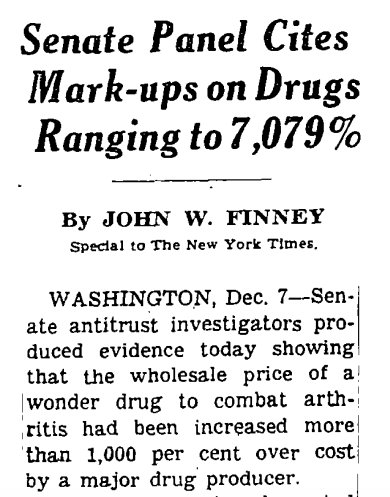 Katie Thomas On Twitter In 1959 The Senate Held A Hearing On Skyrocketing Drug Prices Remarkable Parallels To Today Https T Co Tzfhx5f6c0 Https T Co Xxvtpsv9cd