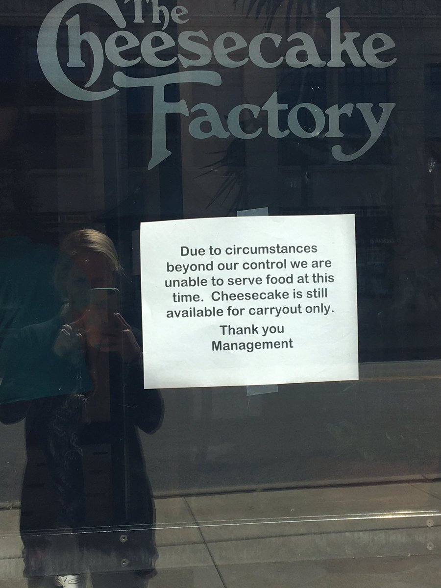 Jessrams2's tweet image. When you go to the @Cheesecake factory for dinner and half price cheesecake but it's closed and the take out line is forever long :(