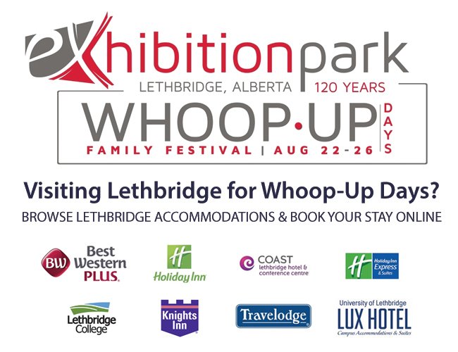 VisitLethbridge's tweet photo. Visiting #Lethbridge for Whoop-Up Days 2017?  Book your accommodations now to ensure your best possible stay in #YQL https://t.co/0qc4KlfUA6 https://t.co/66EKkOST9V