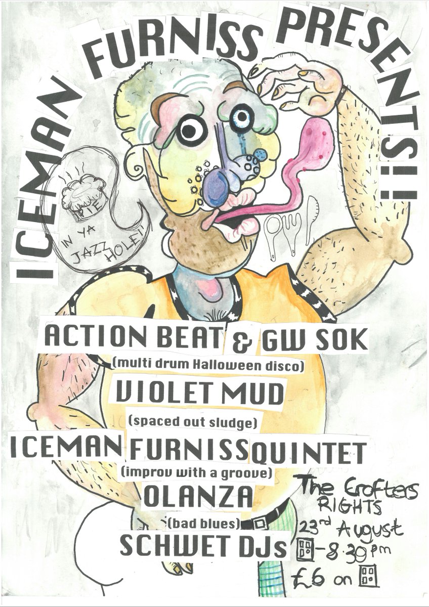 Poster for next IFQ hosted <a href="/Crofters_Rights/">The Crofters Rights</a> by Sophie Dawes ft <a href="/actionbeat/">Action Beat</a> G.W Sok (<a href="/TheExBand/">The Ex</a> ) <a href="/_violetmud/">VIOLET MUD</a> Olanza @_ARONWARD <a href="/CacoSarco/">CacoSarco/Schwet</a>