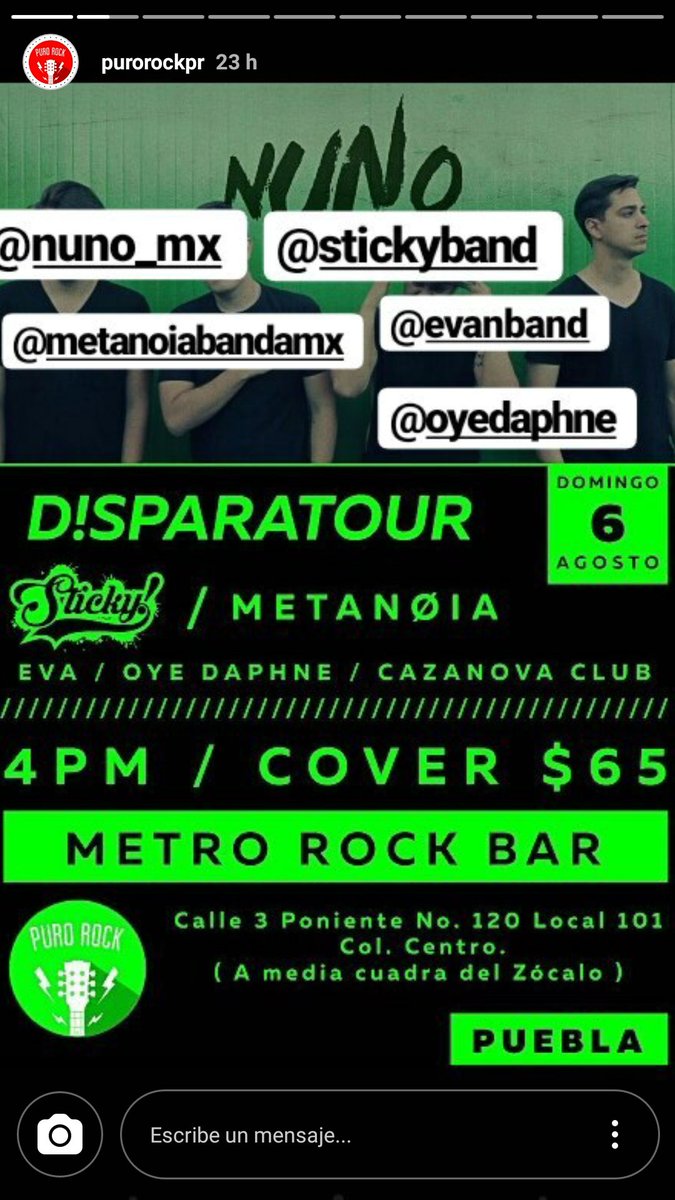 metanoiabandamx's tweet photo. Los invitamos a seguir en Instagram a nuestros amigos de #PuroRock, por tercer semana estamos en sus historias ¡Los esperamos en los shows! https://t.co/raUaTibnSE