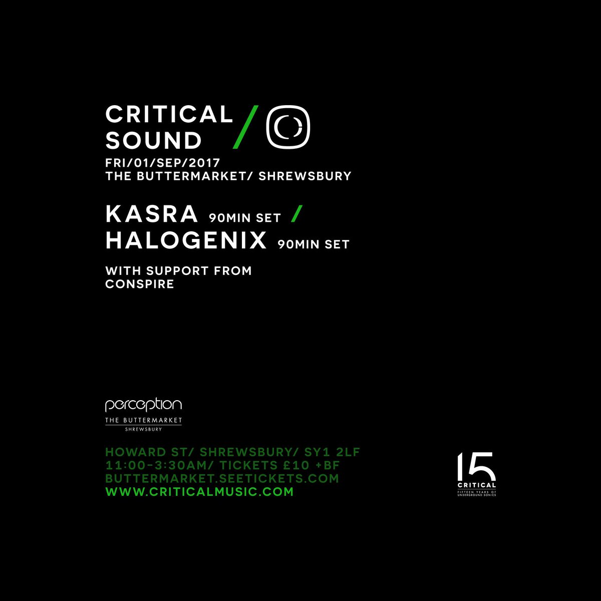 CRITICAL SOUND 01/09/17 #Shrewsbury #KASRA #HALOGENIX 90 Min Debut Sets #Buttermarket #drumnbass #dnb #funktionone facebook.com/events/4248144…