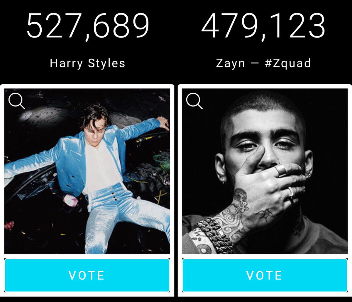ZaynDailyVotes's tweet photo. Vote for Zayn/#Zquad as many times as possible and RT to spread the word! Voting ends soon!  https://t.co/eBiZJFMegU #FanArmyFaceOff https://t.co/Z4YiGhRYr2