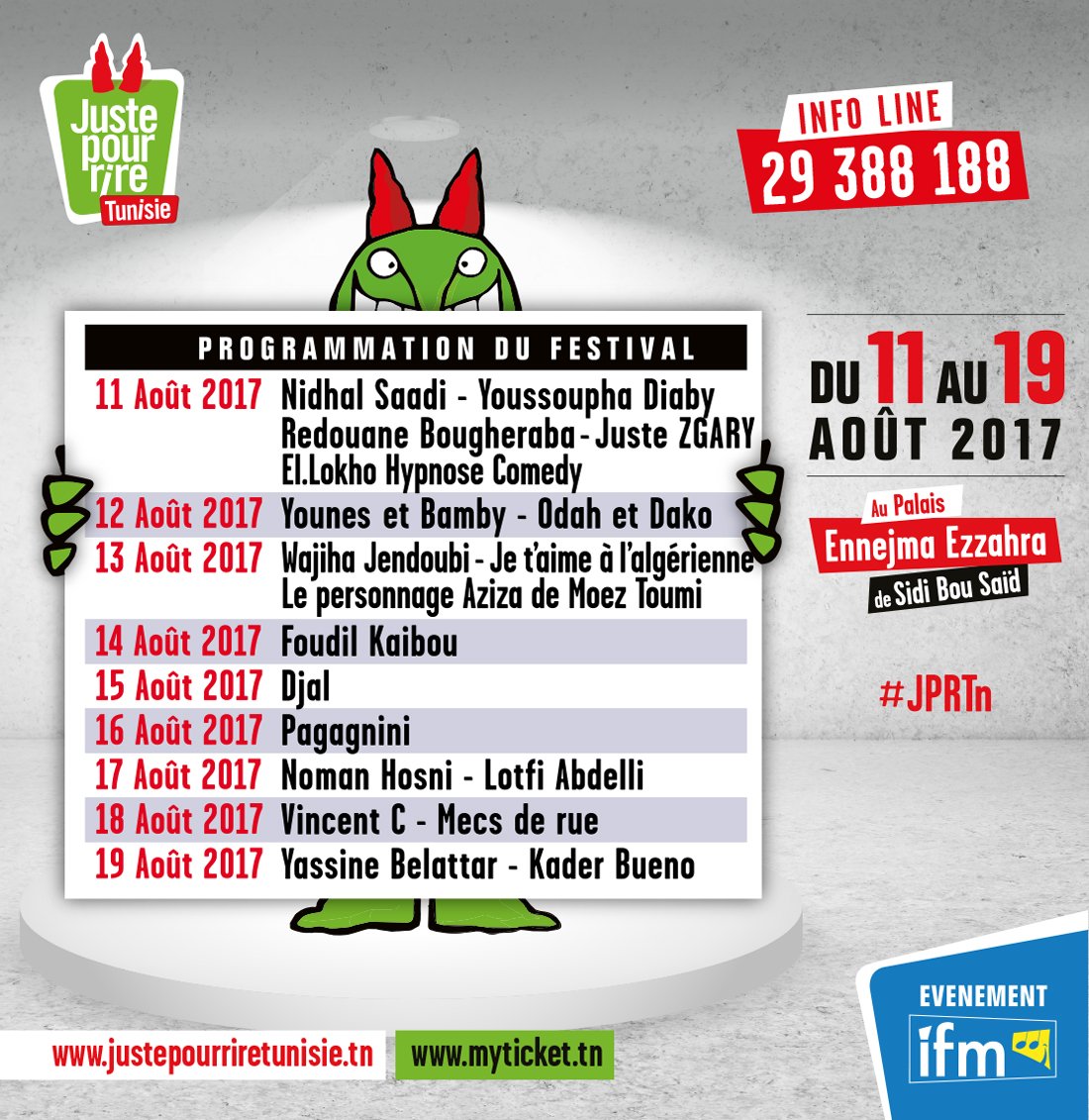 JustePourRireTN's tweet photo. La billetterie de @JustePourRireTN est actuellement en ligne! Faites vites ;)
Retrouvez vos tickets sur ce lien: https://t.co/o7amc2RGLI https://t.co/yIUkSmYHaX