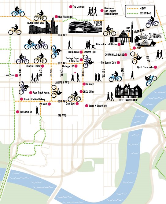 theyardsyeg's tweet photo. ICYMI: The #yegbikegrid makes it easier to get to the places you love. Our handy Summer Issue map guides you along the way! #yegbike #yegdt https://t.co/rz1cUCoRhM