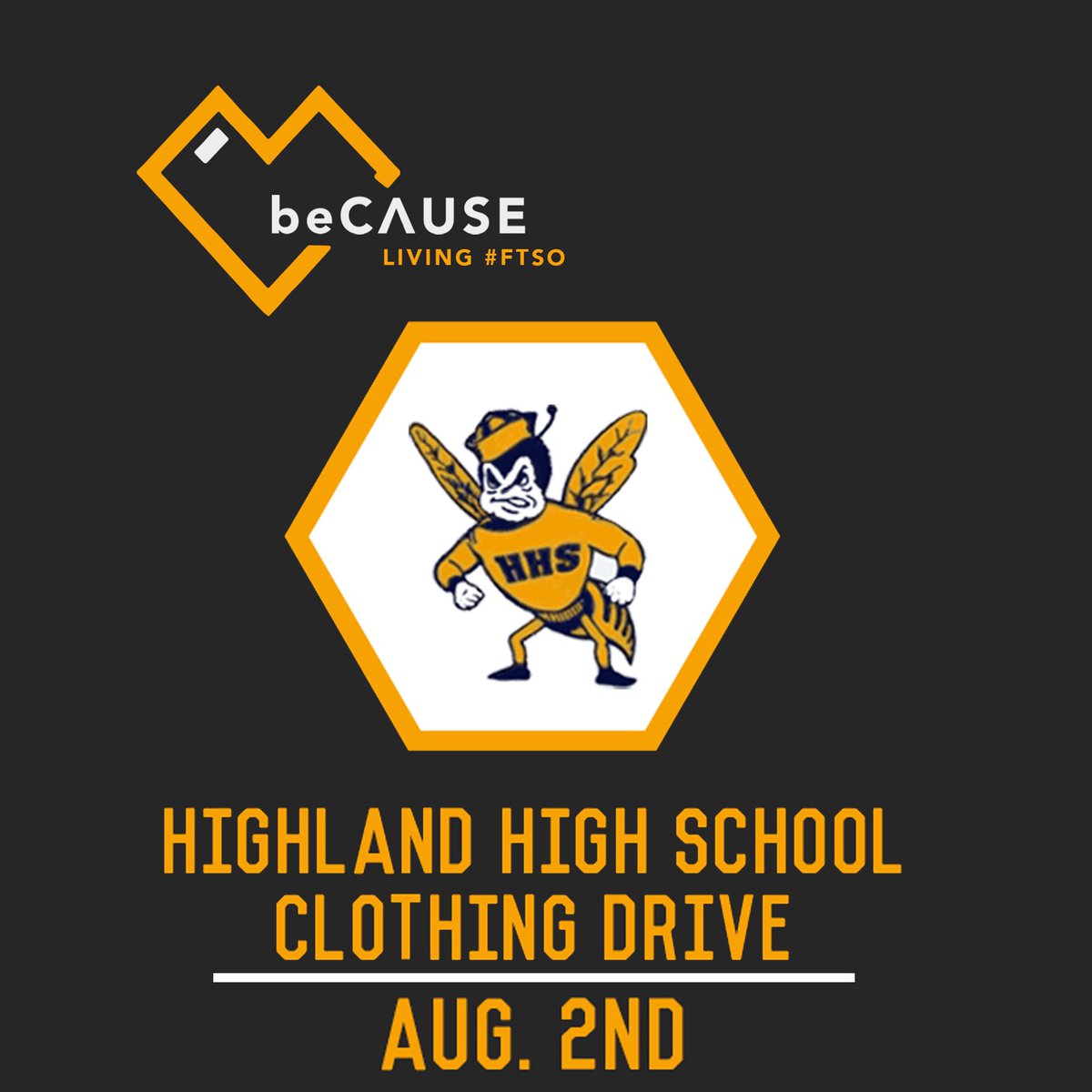 Start cleaning out your closests! This Wednesday we are holding a clothing drive for Highland High School to restock their clothing bank!