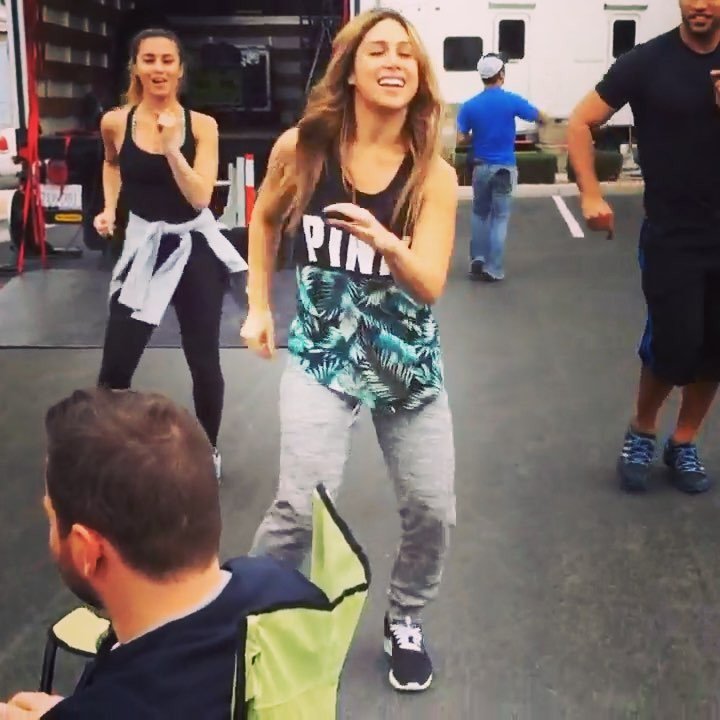 megamace's tweet photo. @brinnnicole rehearsing in the parking lot before the shoot. #bts #megamace #cyberobics #fitness #yoga #pilates #workout #trainer #fitfam #… https://t.co/fAND2k0Gwh