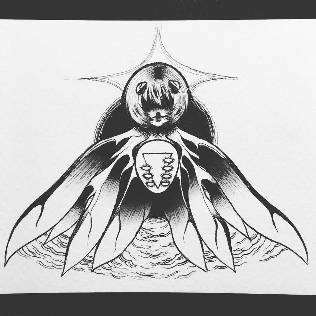 Affanita_art's tweet photo. This one's barely a moth I just wanted to draw weeb shit (speedart on this one too) 👹 #moth13 // #mothmonth
#ink #indianink #inkpainting #… https://t.co/ksnQg4WMjf