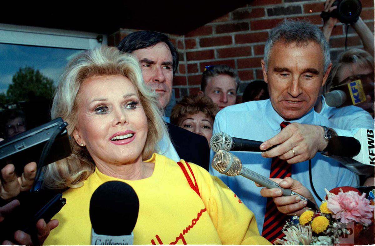 AP on Twitter: "Zsa Zsa Gabor speaks to media OTD in 1990 upon release from jail in California; she spent 72 hours locked up for slapping a officer.… https://t.co/2Ry0legJAj"