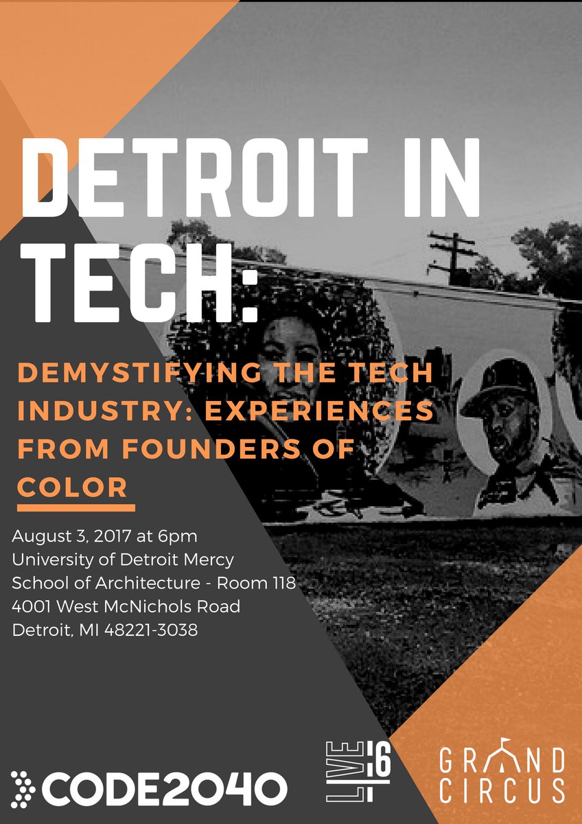 GrandCircusCo's tweet photo. We all face challenges in #entrepreneurship. Join us to listen to how 3 powerhouse entrepreneurs of color conquered theirs. #DetroitInTech https://t.co/PZO7jq3wIs