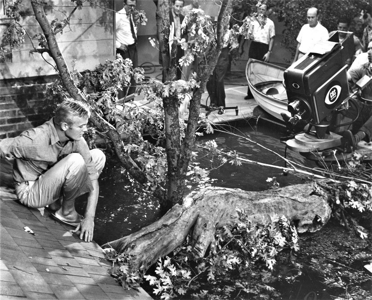 CBS_OldTimer's tweet photo. TVCity rehearsl Studio31 (my pal) framed me out of the shot. See my nose only. mid50s. CLIMAX! Tab Hunter. George Bye, PROPS next to camera. https://t.co/83tV0bC1pY
