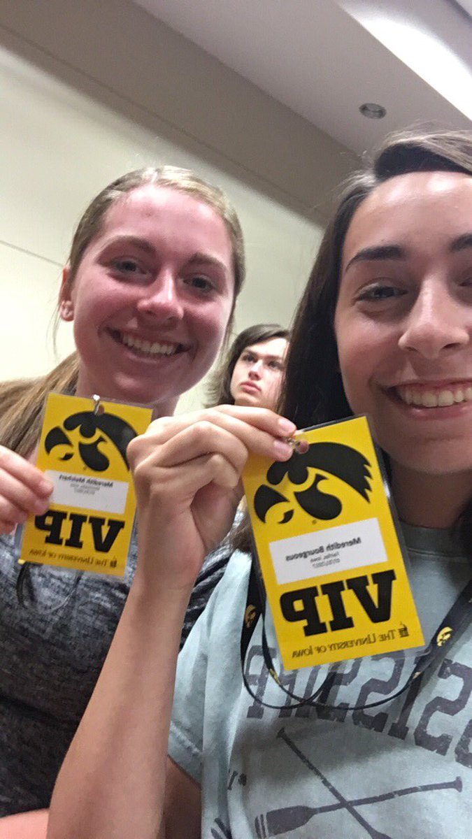merebourgeous's tweet photo. Meredith^2 is ready to win some Hawkeyes swag!!!! 🖤💛🦅  #uiowavisit https://t.co/hTVbFVJA9a