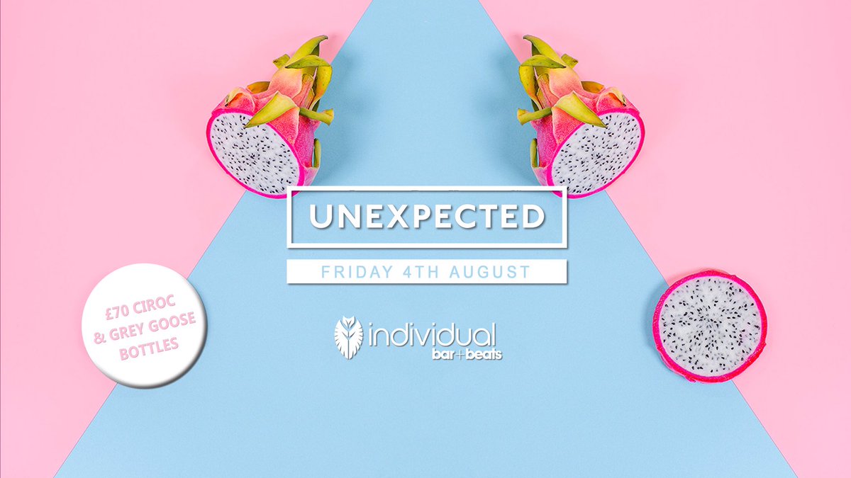 Unexpected Fridays returns this week with <a href="/JoeyB_DJ/">JoeyB</a> &amp; @FirstBornTheDJ 

Booths from £150

£70 Ciroc &amp; Grey Goose bottles 

Dm us now 🍾🤳🏽